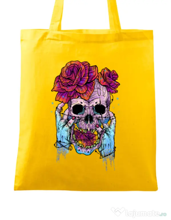 Sacosa din panza Hand skull Galben