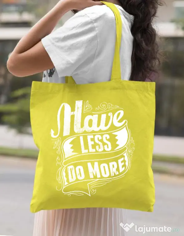 Sacosa din panza Have less do more Galben