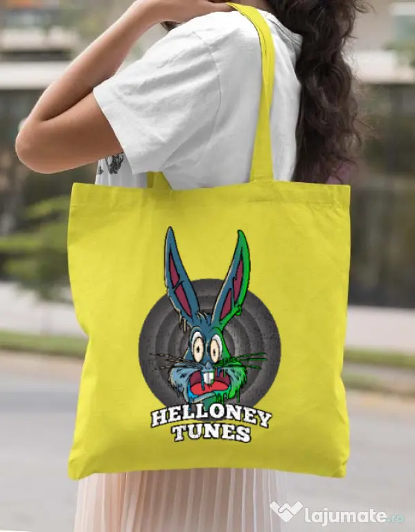Sacosa din panza Helloney tunes Galben