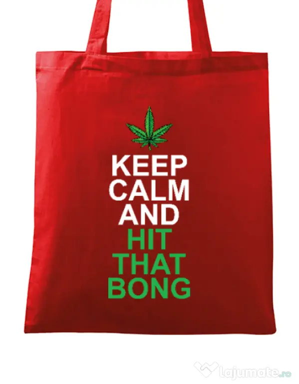Sacosa din panza Hit that bong Rosu