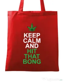 Sacosa din panza Hit that bong Rosu