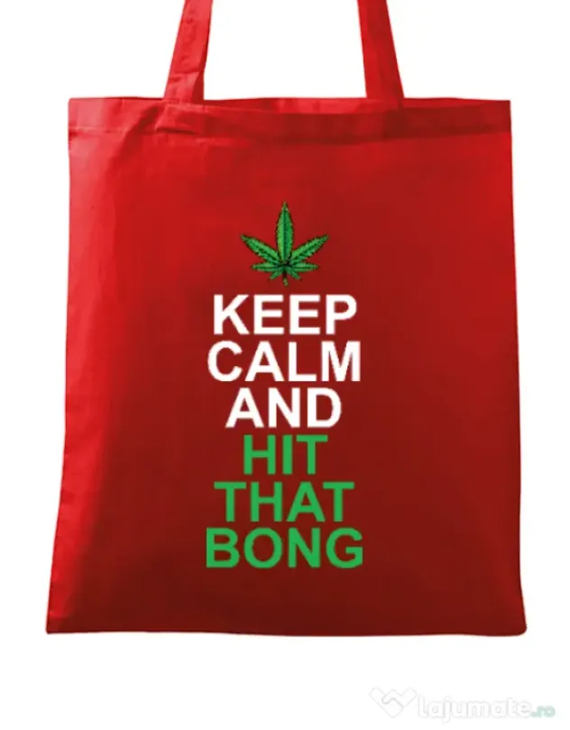 Sacosa din panza Hit that bong Rosu