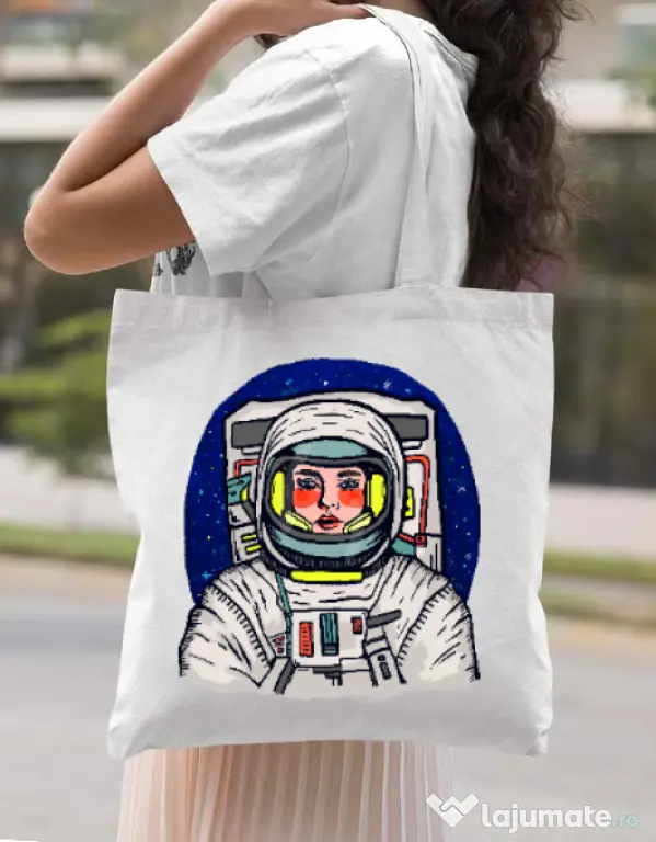 Sacosa din panza I need some space Alb