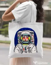Sacosa din panza I need some space Alb 