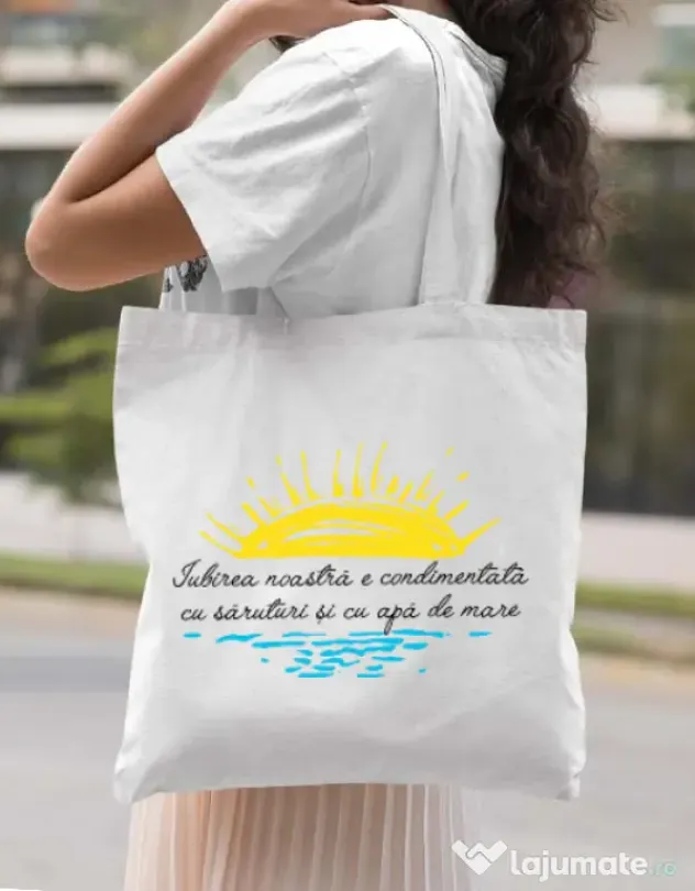 Sacosa din panza Iubirea noastra Alb