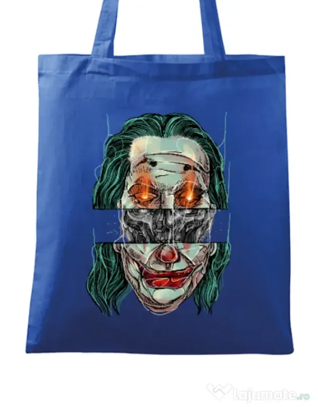 Sacosa din panza Joker skull Albastru regal