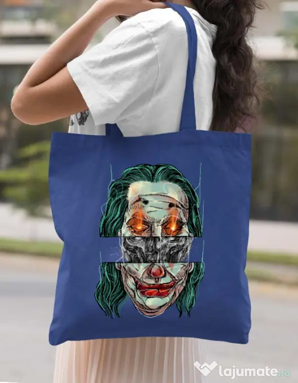 Sacosa din panza Joker skull Albastru regal