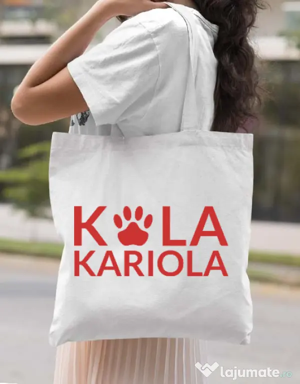 Sacosa din panza Logo Kola Rosu Alb