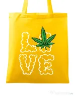 Sacosa din panza Love weed Galben