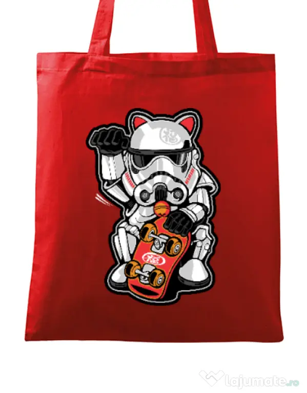 Sacosa din panza Maneki trooper Rosu