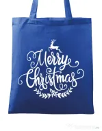 Sacosa din panza Merry Christmas Albastru regal