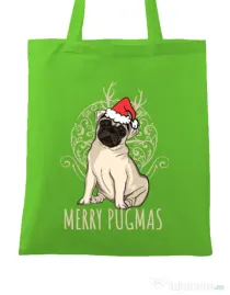 Sacosa din panza Merry pugmas Verde mar
