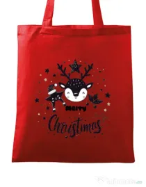 Sacosa din panza Merry schristmas Rosu
