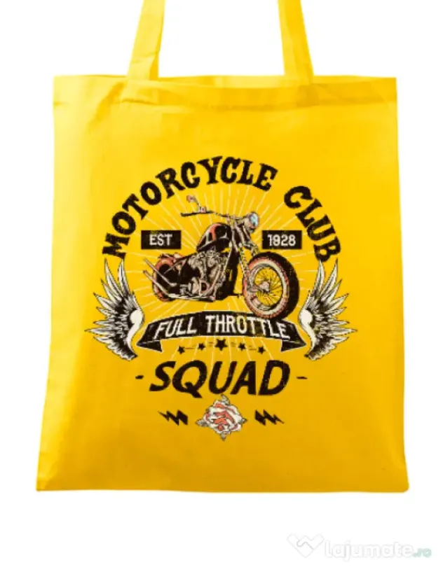 Sacosa din panza Motorcycle club Galben