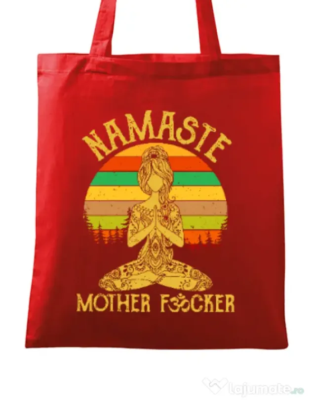 Sacosa din panza Namaste motherfucker Rosu