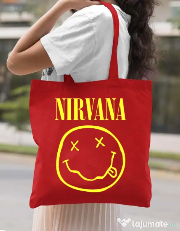 Sacosa din panza Nirvana Rosu