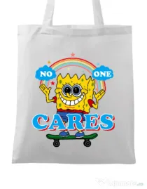 Sacosa din panza No one cares Alb