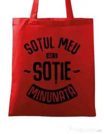 Sacosa din panza O sotie minunata Rosu