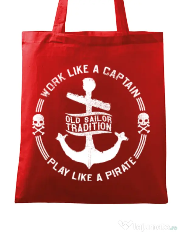 Sacosa din panza Old sailor tradition Rosu
