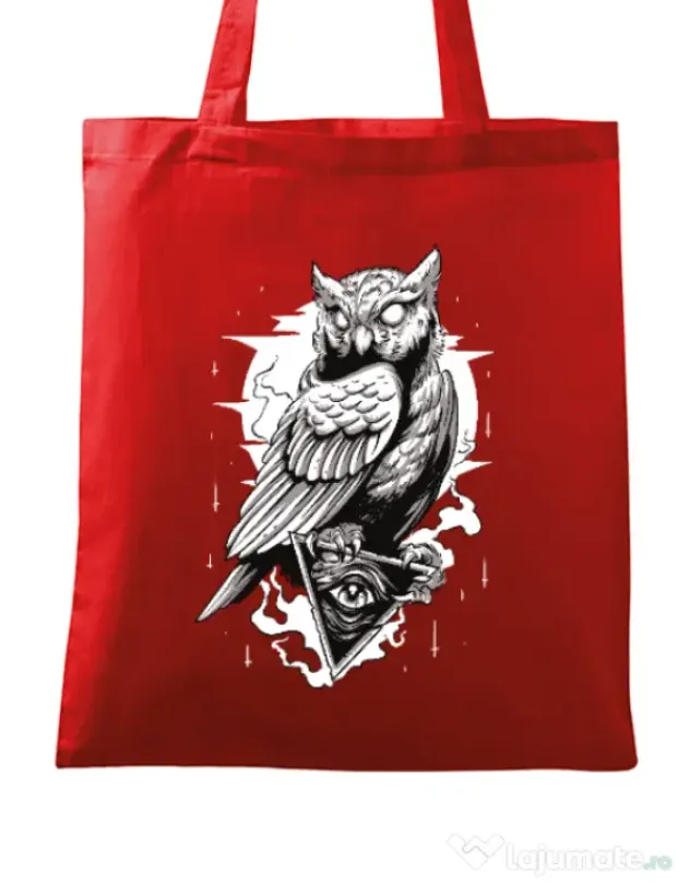 Sacosa din panza Owl Rosu