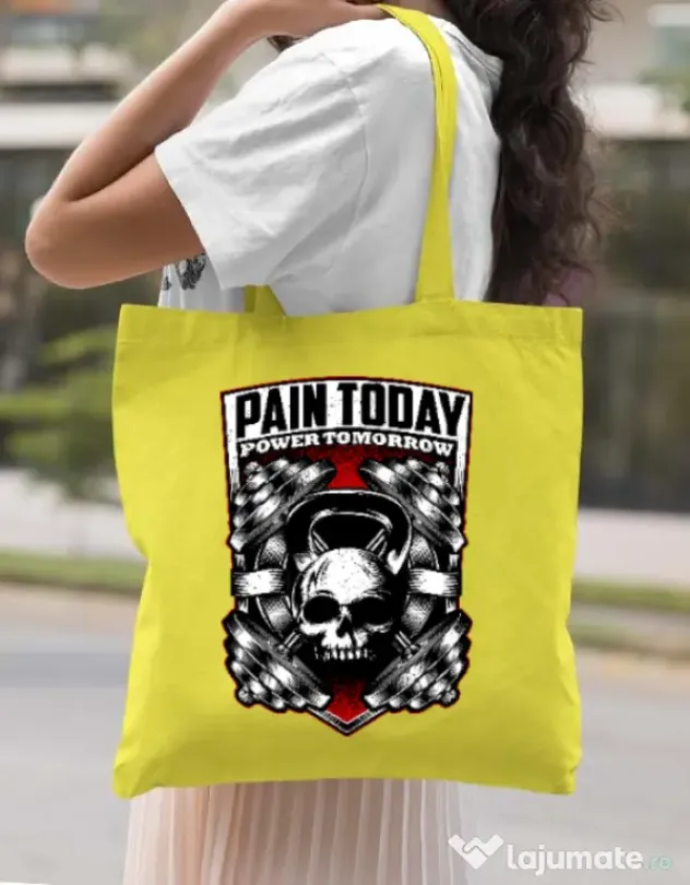 Sacosa din panza Pain today power tomorrow Galben