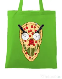 Sacosa din panza Pizza skull Verde mar