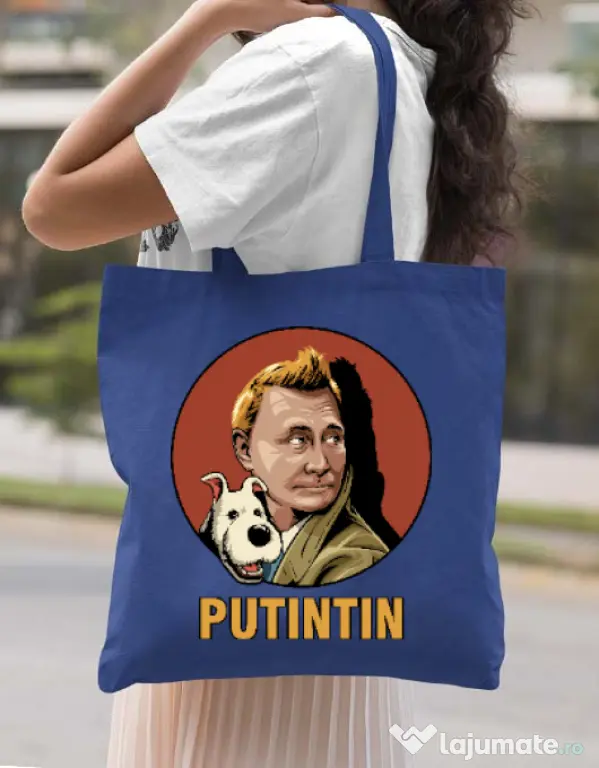 Sacosa din panza Putin Tin Albastru regal