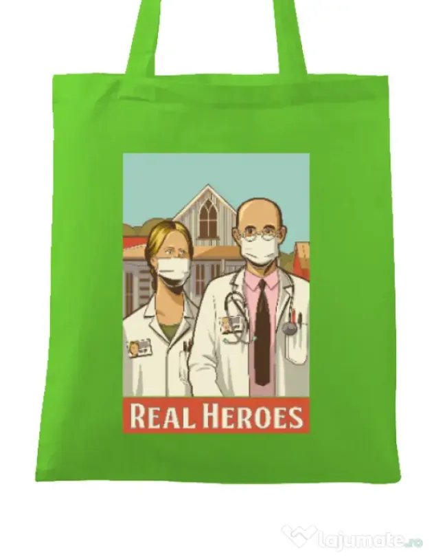 Sacosa din panza Real heroes Verde mar