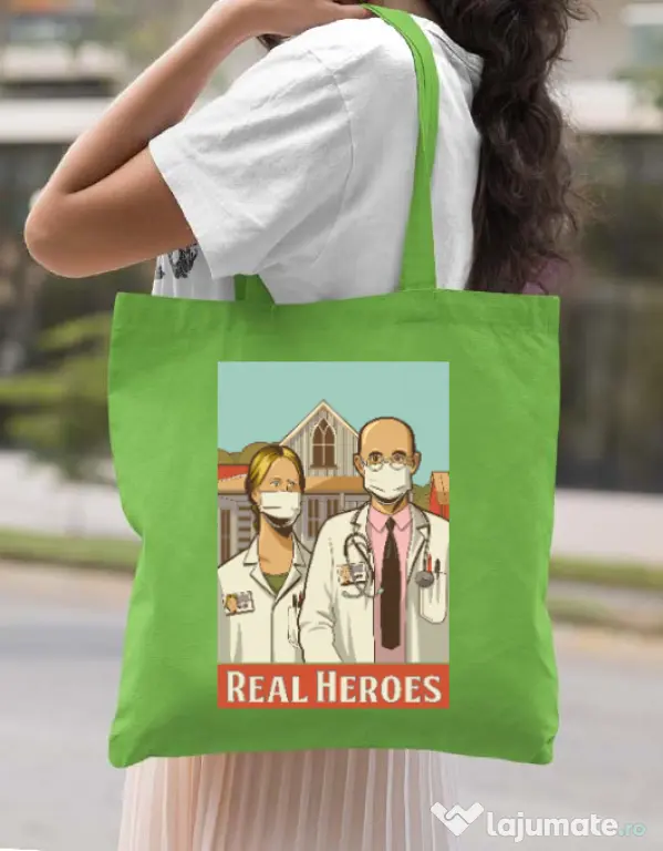 Sacosa din panza Real heroes Verde mar
