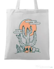 Sacosa din panza Skull and Cactus Alb