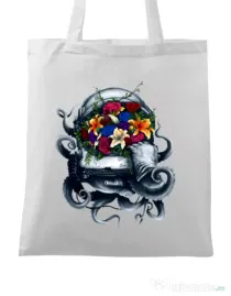 Sacosa din panza Space bloom Alb