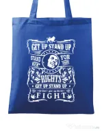 Sacosa din panza Stand up for your rights Albastru regal