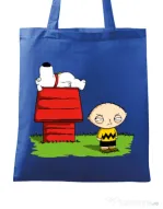 Sacosa din panza Stewie and Snoopy Albastru regal
