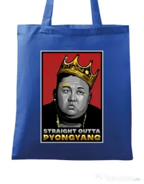 Sacosa din panza Straight outta Pyongyang Albastru regal