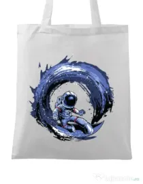 Sacosa din panza Surfing in space Alb