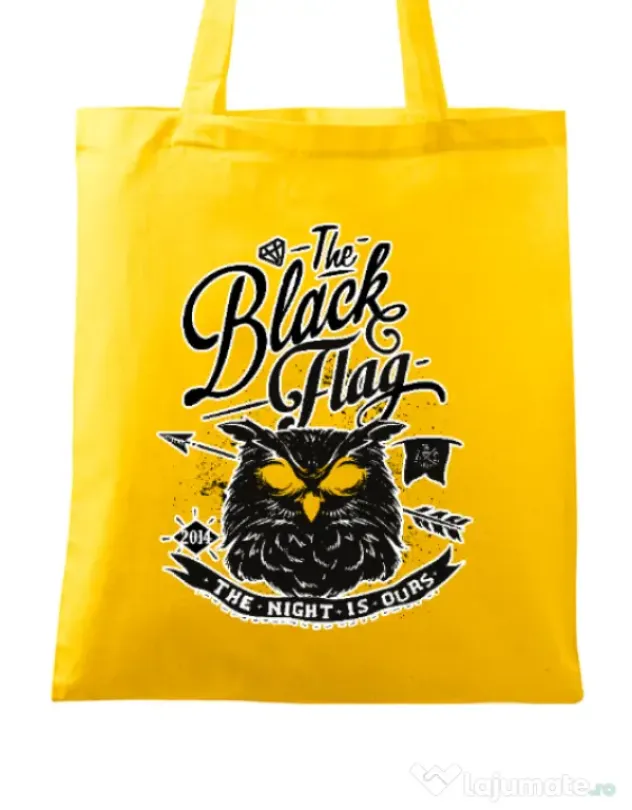 Sacosa din panza The black flag owl Galben