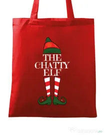 Sacosa din panza The chatty elf Rosu
