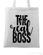 Sacosa din panza The real boss Alb