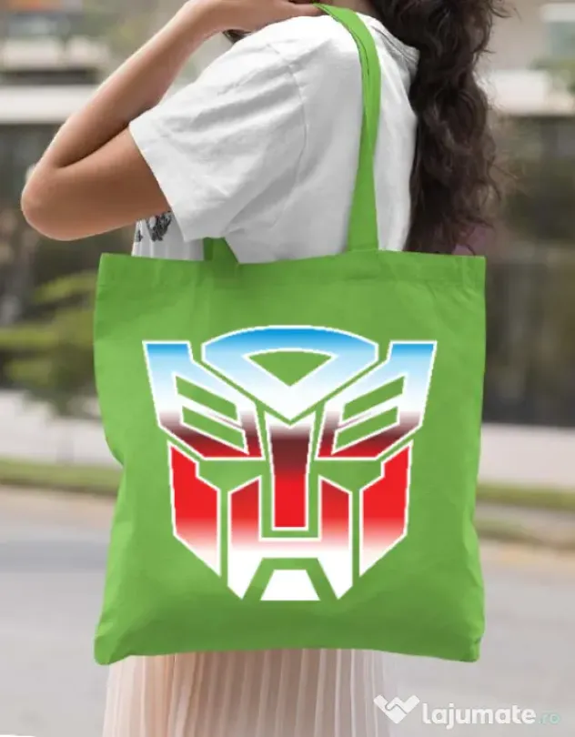 Sacosa din panza Transformers Verde mar