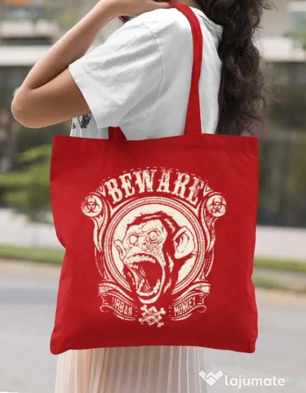 Sacosa din panza Urban monkey Rosu
