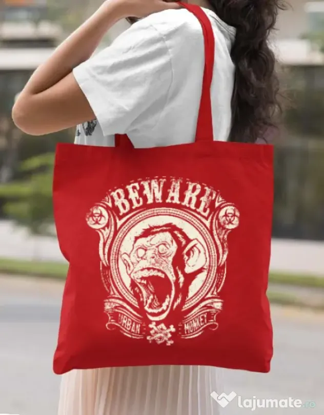 Sacosa din panza Urban monkey Rosu