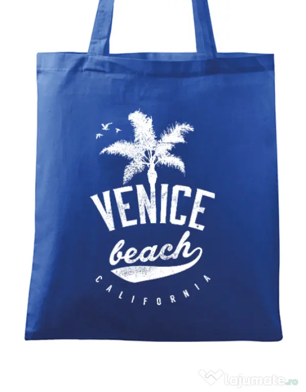 Sacosa din panza Venice beach California Albastru regal