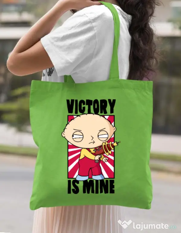 Sacosa din panza Victory is mine Verde mar