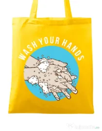 Sacosa din panza Wash your hands 2 Galben