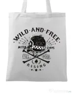 Sacosa din panza Wild and free Alb