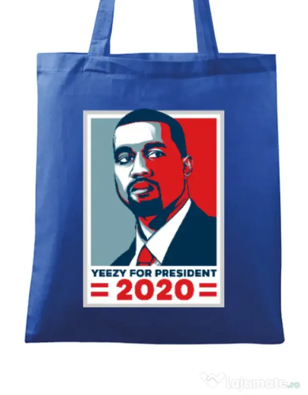 Sacosa din panza Yezzy for president Albastru regal
