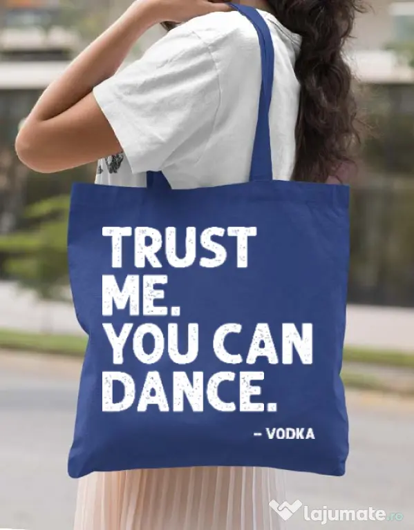 Sacosa din panza You can dance Albastru regal