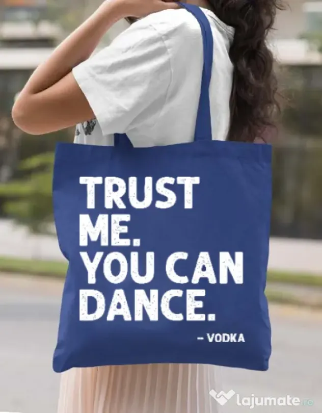 Sacosa din panza You can dance Albastru regal
