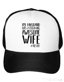 Sapca personalizata Awesome wife Alb