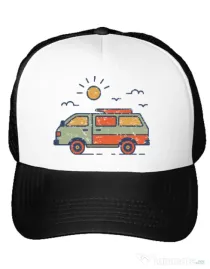 Sapca personalizata Retro travel van Alb